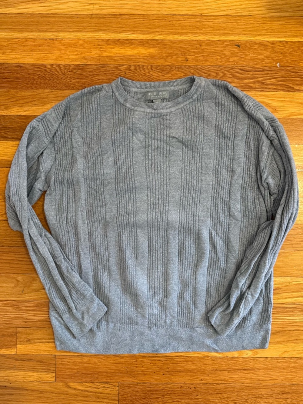 Barefoot Dreams Light Blue With Silver Threads Ribbed Crewneck Sweater Size L